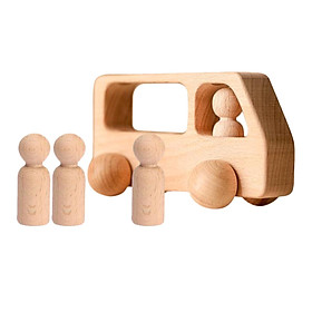 Wooden Car Playset Peg Dolls Learning Educational Toy Playset for Kids Gifts
