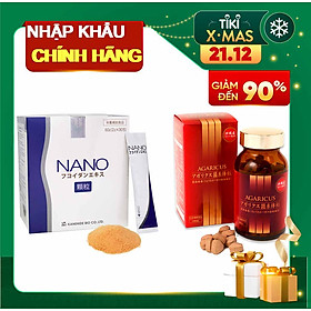 Combo Nano Fucoidan 30 Gói và Viên Thể Nấm Agaricus Mycelia Okinawa 300v Của Kanehide Bio Nhật Bản, Phòng Và Hỗ Trợ Ngăn Ngừa, Ức Chế Tế Bào Ung Thư, Tăng Đề Kháng, Hệ Miễn Dịch Cho Cơ Thể