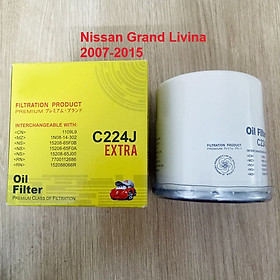 Lọc nhớt cho xe Nissan Grand Livina 2007, 2008, 2009, 2010, 2011, 2012, 2013, 2014, 2015 mã C224J