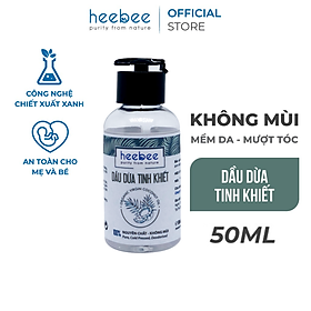 Hình ảnh Dầu dừa Tinh khiết Không mùi mềm da, mượt tóc Heebee - Extra Virgin Coconut Oil 50ml - 150ml