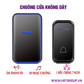 Chuông cửa không dây thế hệ mới A68, 38 nhạc chuông, 05 mức âm lượng,  chống nước IP44, kiểu dáng sang, đẹp