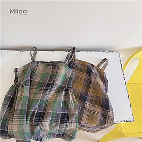 Đầm Cotton Hai Dây Hoạ Tiết Caro Siêu Xinh Cho Bé Gái MiLaa Kids