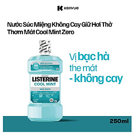 Nước súc miệng không cay giúp hơi thở thơm mát Listerine Cool Mint Zero Alcohol - Dung tích 100ml