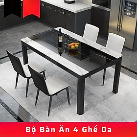 Mua Bộ Bàn Ăn Ghế Da Cao Cấp  Mặt Kính Cường Lực  Bộ Bàn Ăn Tiết Kiệm Diện Tích