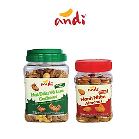 Combo Hạt Điều Vỏ Lụa 400g - Hạt Hạnh Nhân 227g