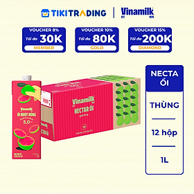 [HSD: 2026-08-24]Thùng 12 hộp Nước Ổi Ép Necta Vinamilk - Hộp giấy 1L