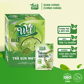 Trà sữa hòa tan matcha Wil 3 in 1 bổ sung năng lượng giải khát hộp 170g (10 gói x 17g)