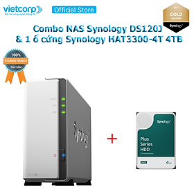 Combo Thiết bị lưu trữ NAS Synology DS120j và 1 ổ cứng HDD cho NAS Synology HAT3300-4TB Hàng chính hãng
