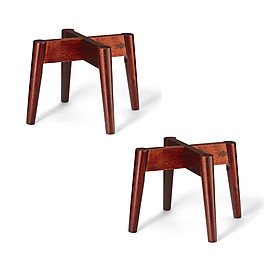 (Bộ 2) Đôn Gỗ Nhỏ, Giá Kệ Đế Đỡ Chậu Hoa - Phong cách Mid-Century - Cao 19 cm x Rộng 24,5 cm (Không bao gồm chậu hoa)