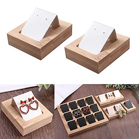 2   lot   Earring   Card   w /  Bamboo   Tray   Organizer   Jewelry   Display