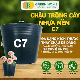 Chậu Trồng Cây Greenhome, nhiều kích thước, Nhựa Mềm, Dẻo, Nhẹ, Trồng Cây, Bầu Ươm Cây Giống, Độ Bền Đến 2 Năm