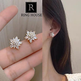 Khuyên tai bông tai nữ đá sao năm cánh sáng đẹp Ring House