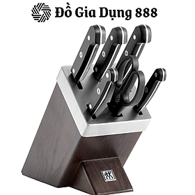 Set Dao Tự Mài Zwilling Gourmet 7 Món, Dao Gọt Hoa Quả, Cắt Bánh Mỳ, Thịt Cá, Kéo Đa Dụng, Chất Liệu Thép Không Gỉ Bền Đẹp, Tay Cầm Chống Trượt, Dock Tự Mài Bằng Gỗ Sồi, Nhập Đức