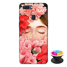 Ốp lưng điện thoại Oppo A5S hình Cô Gái Hoa Hồng tặng kèm giá đỡ điện thoại iCase xinh xắn - Hàng chính hãng