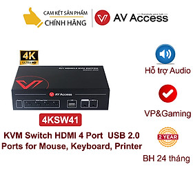 Mua KVM HDMI 4 cổng AV Access 4KSW41-KVM  4 In 1 Out 4K@60Hz /1080p@120Hz  2560x1440@144Hz  HDMI 2.0 with HDR10 and 3D  HDCP 2.2  18Gbps Zero Latency for 4 PCs- Hàng chính hãng