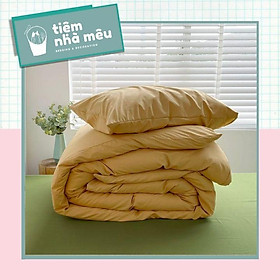 Bộ Vỏ Chăn Ga Gối Cotton Đũi 1m6/1m8/2m-Tiệm Nhà MêuSet 4 Món Cotton Đũi Màu Vàng Xanh Siêu Mềm Mịn Cao Cấp Nhập Khẩu