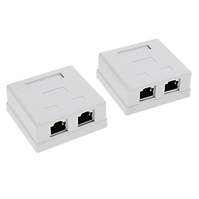 2 Pack of Cat6 DOUBLE Port Surface Mount Outlet Box RJ45 Face Plate + Backbox Combo