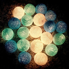 Dây đèn led trang trí cầu mây màu trắng xanh