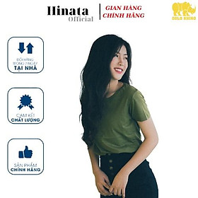 Áo Thun Nữ Trơn Cổ Tròn Tay Ngắn Màu Rêu