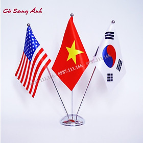 Cờ Để Bàn hợp kim Cắm 3 cờ các nước tùy chọn