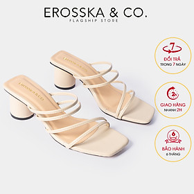 Dép cao gót Erosska thời trang mũi vuông phối dây quai mảnh kiểu dáng đơn giản cao 5cm - EM038