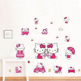 Decal dán tường chất liệu PVC loại 1 dày dặn, sắc nét, trang trí lớp mầm non, phòng ngủ cho bé- Kity ngộ nghĩnh- mã sp 0167