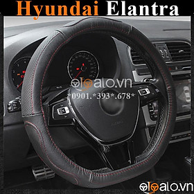 Bọc vô lăng D cut xe ô tô Hyundai Elantra volang Dcut da cao cấp - OTOALO - Đen chỉ đỏ
