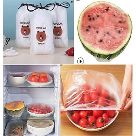 Mua Set 100 Màng Bọc Thực Phẩm Túi Gấu Có Chun Co Giãn Tái Sử Dụng Nhiều Lần Dùng Để Bọc Thức Phẩm Bỏ Tủ Lạnh.......