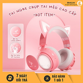 [COD] Tai nghe mèo dễ thương bản cao cấp Somic510, kết nối wifi, bluetooth, có khe cắm thẻ nhớ, âm thanh 5.2, chụp tai to 50mm, ôm tai, đèn Led 9 màu nhấp nháy, pin trâu 10 tiếng