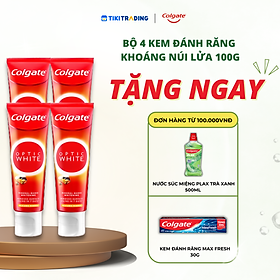 Bộ 4 kem đánh răng làm trắng răng Colgate Optic White từ khoáng núi lửa 100g