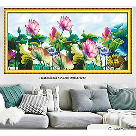 Mua Tranh thêu kín Hoa sen MN0260  kích thước 150 x 66 cm