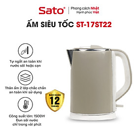 Mua Ấm siêu tốc SATO 17ST22 1.8L - Ruột ấm  bằng inox cao cấp không gỉ  vỏ ngoài ấm bằng nhựa cao cấp cách nhiệt. Công suất 1500W đun sôi nước nhanh chóng - Miễn phí vận chuyển toàn quốc - Hàng chính hãng