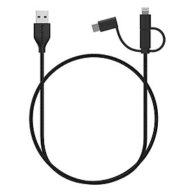 Dây Cáp Sạc 3 Trong 1 RAVPower (Lightning MFi Cho iPhone, Type C, Micro USB) 1m RP-CB021 - Hàng Chính Hãng
