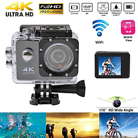 Máy ảnh hành động mũ bảo hiểm 12MP 4K / 25fps Ultra HD LCD màn hình WiFi Máy ảnh kỹ thuật số 170d Go Waterproof Pro Sport DV Camera cam
