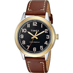 Timex Men's TW2R22900 New England Brown/Gold Leather Strap Watch