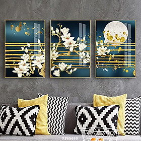 Tranh Bộ 3 Canvas Đẹp - Tranh Những Bông Hoa Nghệ Thuật Decor Không Gian Cafe