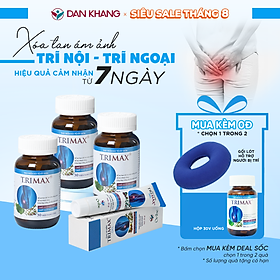 Liệu Trình Hỗ Trợ Điều Trị Trĩ TRIMAX, Giúp Co Búi Trĩ, Giảm Đau Rát Chảy Máu (Combo 3 Hộp Viên Uống Trimax + 1 Kem Thoa Trimax)