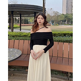 Váy suông nữ chân trắng áo trễ vai dây chéo cổ v238403 by germe