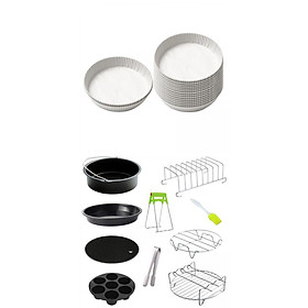 10x Air Fryer Accessories Cake Basket Rack & 50Pcs Disposable Paper Liners