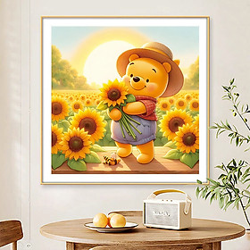 Mua  Thêu 4 sợi  Tranh thêu kín Gấu dễ thương dw0685  kích thước 75 x 75 cm