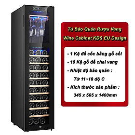 Tủ Ủ Chai Vang Wine Cabinet KDS EU Design Có Khay Để Ly (30Packs+Holder) - Home and Garden