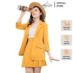 Hình ảnh Set áo vest blazer nữ + chân váy ngắn xếp ly - SV01 - WFStudios