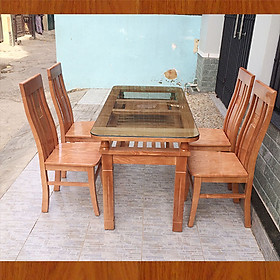 Bộ bàn ăn 4 ghế gỗ sồi , màu cánh gián MS 4.1