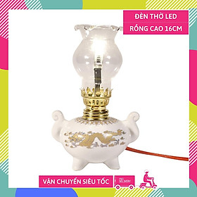 Mua Đèn thờ điện led cúng truyền thống bầu tròn vàng cung đình 16cm sáng rực rỡ - Có dây + bóng sẵn