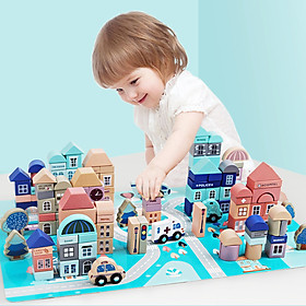 Bộ đồ chơi xây dựng thành phố bằng gỗ 