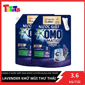 Combo 2 Nước giặt OMO Matic chuyên dụng Cửa Trước Lavender Khử Mùi Thư Thái 3.6kg