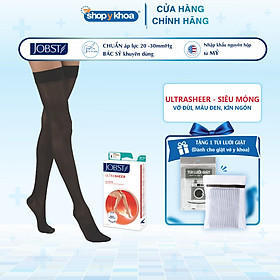 Vớ y khoa đùi silicone JOBST UltraSheer - Siêu mỏng, màu đen, kín ngón, 20-30mmHg, giãn tĩnh mạch chân (Tất y khoa)