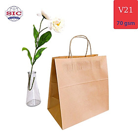 100 CHIẾC TÚI GIẤY KRAFT V21: 28x17x29cm CÓ QUAI ( ẢNH THẬT)