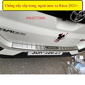 Chống trầy cốp trong, ngoài xe Toyota Raize 2021+ mẫu inox cao cấp ( tặng Keo Dán )