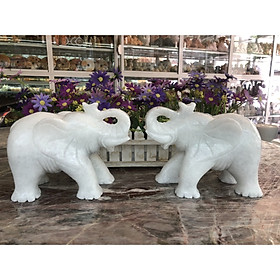 Mua Tượng con voi phong thủy đá cẩm thạch trắng - Dài 20cm